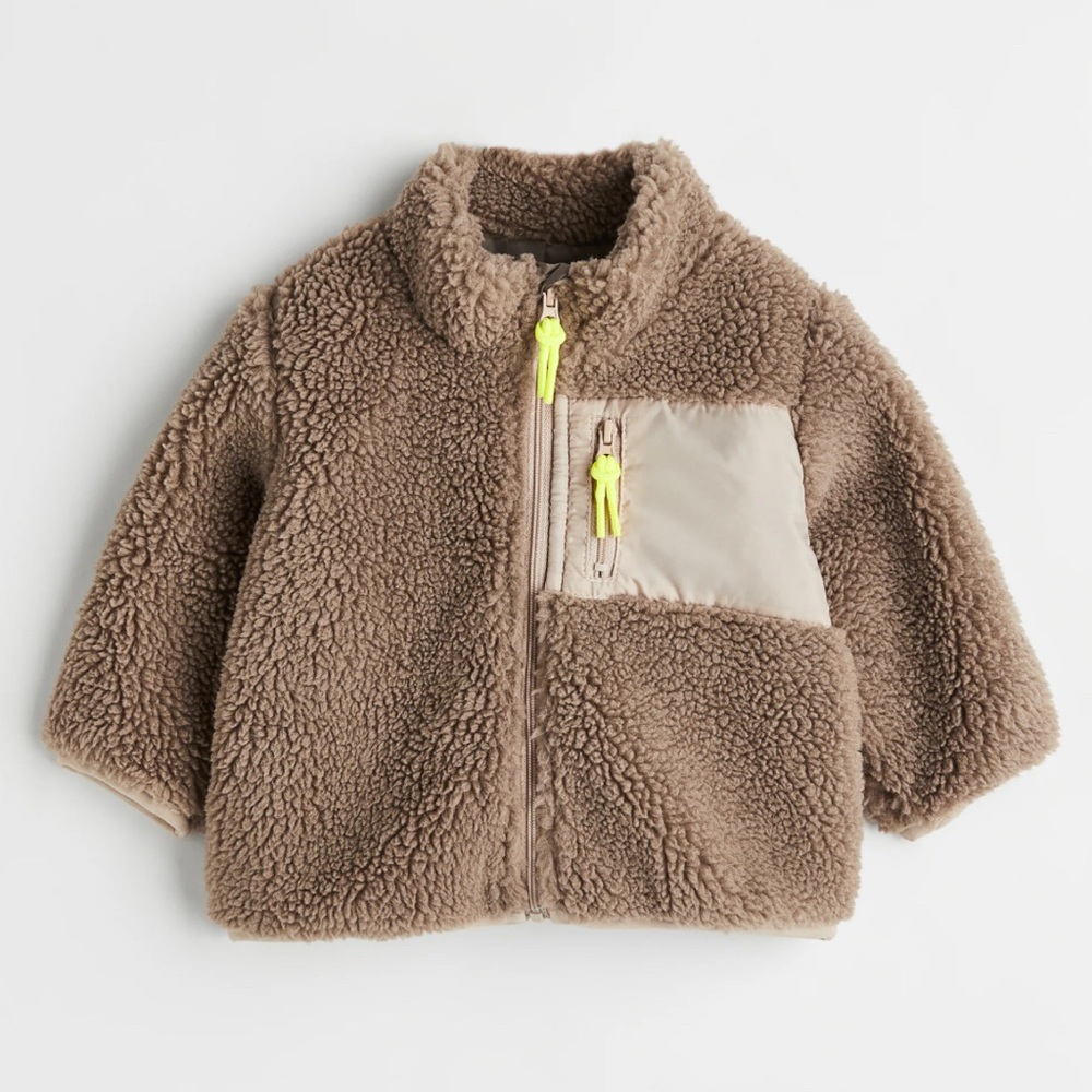 H&M Teddy Faux Shearling Zip Up Jacket
